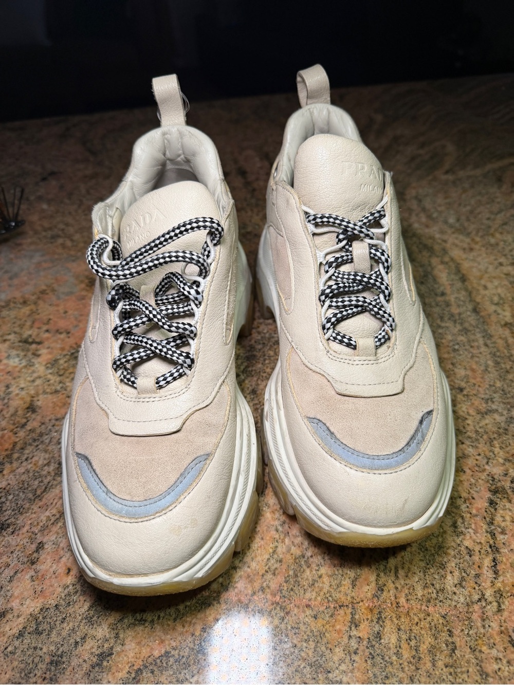 Prada women’s Cream/Off-White Chunky Sneakers